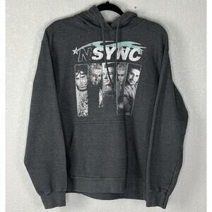 Vintage 90s Y2K NSYNC Pullover Hoodie Gray Distressed Size L